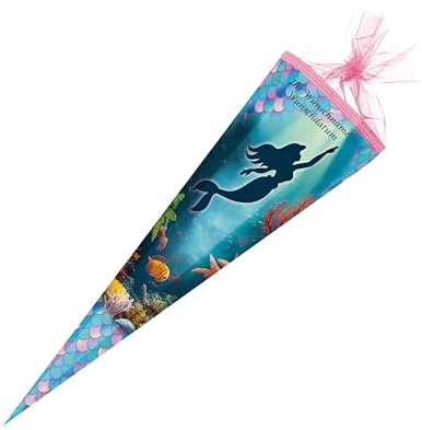 Schultüte mit Gravur / Zuckertüte / 85cm / eckig / Meerjungfrau