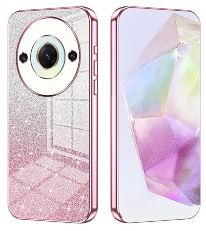 SEAHAI Hülle für Xiaomi Redmi A3, Transparent Farbverlauf Farbe Glänzende Musterkarten Design Ultra Dünn Weich Silikon TPU Bumper Handyhülle Stoßfest Schutzhülle - Rosa