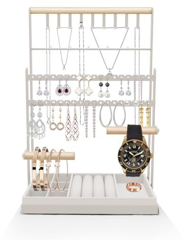 TFSZE Schmuckständer Schmuckhalter, Schmuckbaum-Kettenhalter mit Aufbewahrungsbasis, Schmuck-Organizer-Ständer,7-Tier Schmuckhalter Ausstellungsstück Ringe,Ohrringe, Armbänder, Uhren und Accessoires