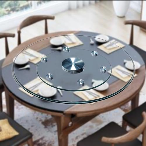 QSPNVFB 90cm Lazy Susan Vassoio da Portata in Vetro, Piatto Girevole da Tavola Centrotavola, Grande Giradischi Piatto da Portata Girevole Cenare A Natale(39inch(100cm))
