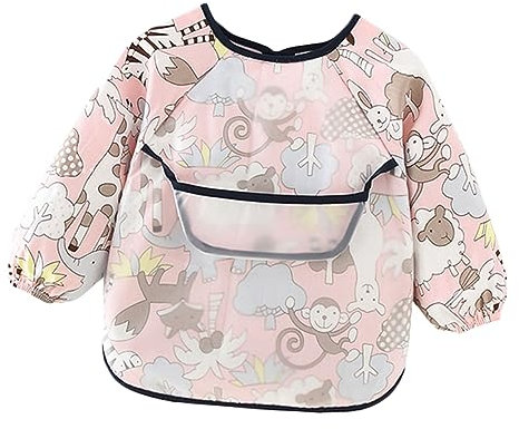 ibasenice Wasserdichte Zoo-muster Praktisch Für Junge Mädchen Kleinkinder Neugeborene Langärmelig Mit Schnürdesign Atmungsaktiv Leicht Zu Reinigen Und Tragbar Rosa