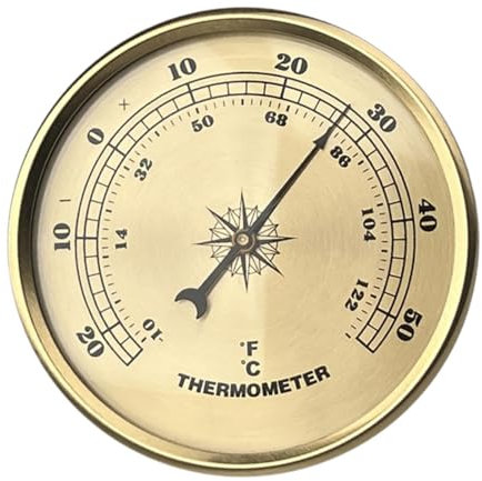 MagiDeal decorativo multiusos, resistente, portátil, medidor de temperatura redondo para invernadero, patio, garaje, habitación interior