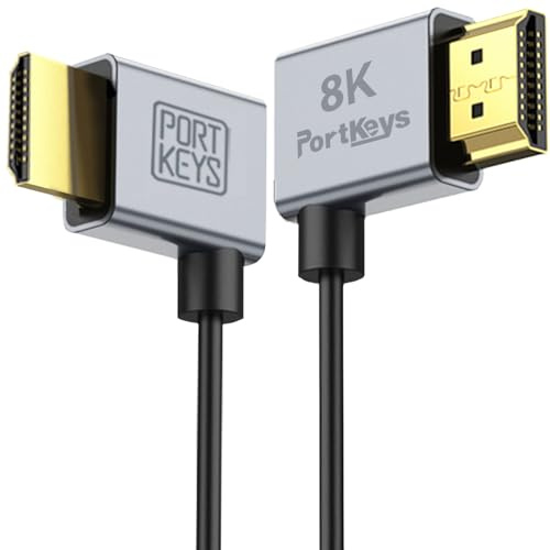 Portkeys 8K Ultra Thin HDMI Cable 2.5mm Diameter, A Slim Soft Cable 48Gbps Ultra High Speed HDMI 2.1 Cord 8K@60Hz, 4K@120Hz for Monitor, PS5, Xbox, PC, HDTV (A to A, 0.3M)