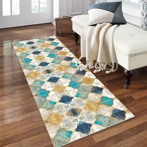 PaGuvFng Teppich Läufer 50 x 150 cm Extra Lange Läufer Teppiche für Flur rutschfest Waschküche Maschine Waschbar Küche Bodenmatte für Eingang Schlafzimmer Treppe Badezimmer