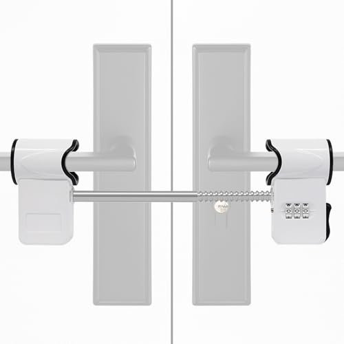 French Door Security Lock - 3 Digit Code Lock, Double Door Handle Combination Lock for Internal and External Use, Premium Zinc Alloy Metal Construction for Enhanced Security of Patio Doors