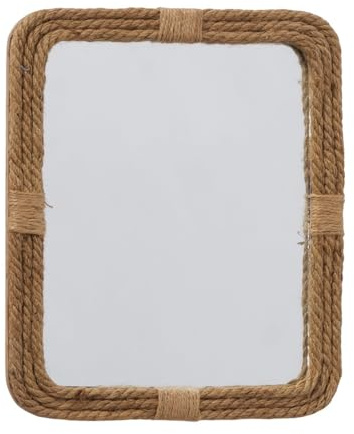 ReWu Boltze Home Spiegel Nodo mit Juteband-Rahmen Wandspiegel Badspiegel Wohndekoration Dekoration Boho-Stil Maritim Flur Eingangsbereich Eckig - 25 x 31 cm