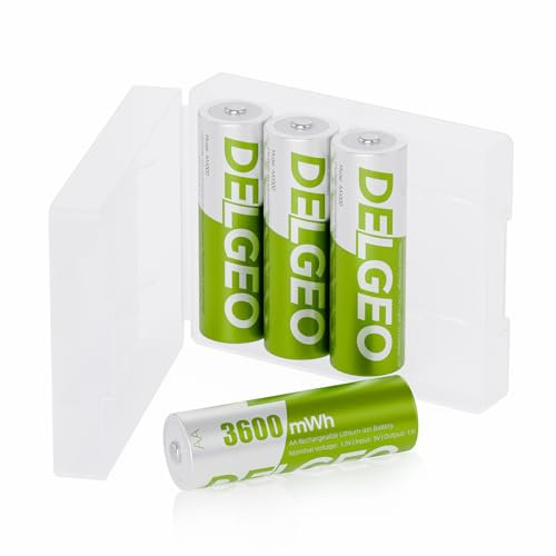 Batterie al Litio Ricaricabili AA da 4 Pezzi, 3600mWh ad alta Capacità 1,5V, Batterie al Litio Ricaricabili a Lunga Durata