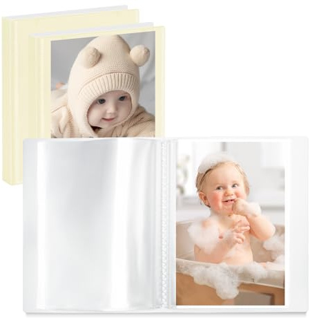Vienrose Fotoalbum 13x18 3er Set Einsteckalbum 52 Fotos Personalisierbar | Babyalbum, Familienalbum, Hochzeitsalbum, Beige, Geschenkidee