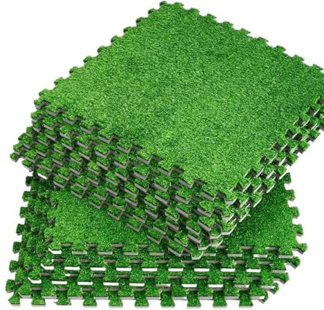Gazon Artificiel Dalles de sol en mousse de gazon for salle de jeux, sous-sol, salle de sport, tapis artificiel, gazon synthétique, revêtement de sol intérieur et extérieur Pour Balcon，Terrasse