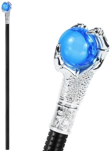KYOEOE Halloween Zauberstab Zepter,Teufel Hexen Stab Gothic Gehstock Malefiecent Stab,Halloween Kostümzubehör Magisches Blau 108cm,Vampir Kostüm Accessoires Spazierstock für Cosplay Karneval