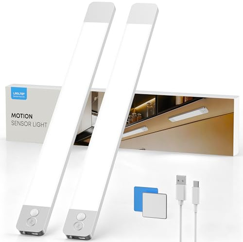 LROLTEF LED Lampe Cuisine Meuble avec Detecteur de Mouvement - 40cm 2200mAh 4000K Dimmable & Rechargeable Lumières para Placard Cuisine, Escalier, Le Couloir, Chambre | 2 Piezas