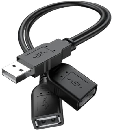Vayfoni USB Splitter 2 Port Cable – USB Double Adapter Male to Dual Female – 0.15M Extension Cable for Charging and Data Transfer – Double USB Adapter for Laptop PC Phone Tablet