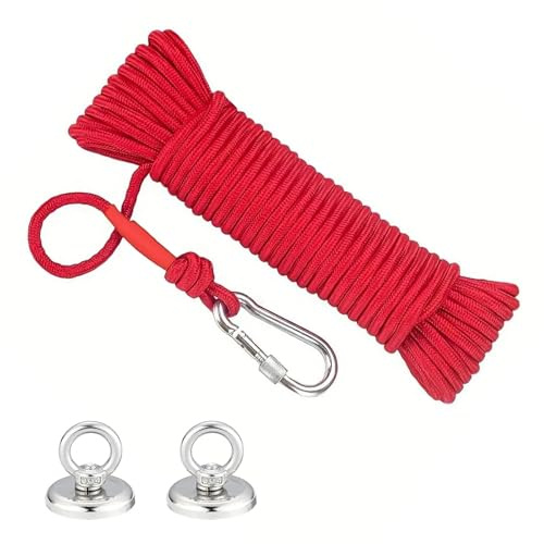SHENGYIG 2 Stück-Set Magnet Fischen, 36 mm Magnetfischen Magnet mit Ring | Magnete mit Öse 46kg Tragkraft, Magnethaken mit Karabiner, für Garage, Küche, Schiffsreisen