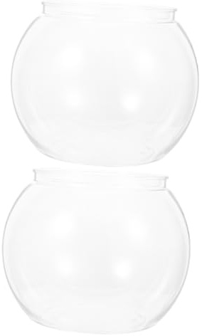 Milisten 2 Stück Großer Runder Kunststoff Aquarium Fischglas Transparenter Desktop Fischtank mit Stabilem Sicherem Material Vielseitig als Aquarium Terrarium oder Pflanzgefäß Teiliges
