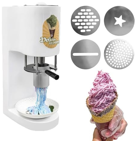 Gelatiera Commerciale per Gelato Soft, Macchina per Gelato Multiformato da 28-30 L/h, con 4 Stampi, Macchina da Tavolo per La Produzione di Noodles per Gelato per Ristoranti E Snack Bar