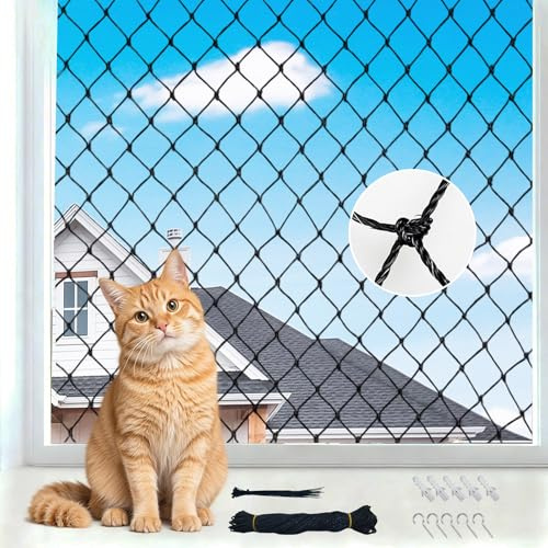 ThreeDokke Rete Gatti Balcone, Rete Metallica Rinforzata 2x3m, Robusta e Resistente ai Morsi, Resistente agli Agenti Atmosferici, Rete Anti-Piccioni, Include Accessori per l'Installazione (Nero)