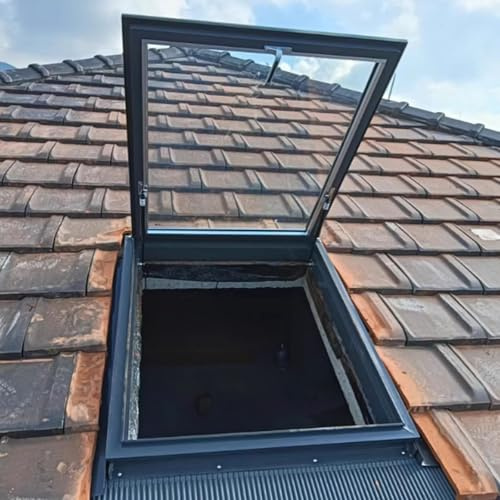 Toit Fenêtre de Couvercle de puits lumière, for une sortie sécurisée, couvercle fenêtre d'observation terrasse ventilée, toit maison à(50x65cm/19.7x25.6in)