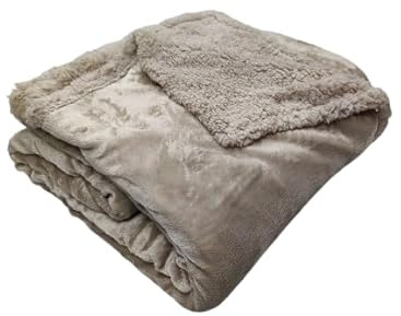 Tende Arredo Tessile - Coperta Divano Singola in Pile Copriletto Invernale (160x210 cm) Plaid Divano Morbido, Perfetto per Rilassarsi o Avere Calore Extra Durante la Notte (Tortora)
