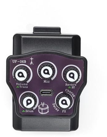 Luocute Gitarren-Pickup mit Drum Machine Digitale Effekte, Akustikgitarren-Pickup Eingebauter Reverb Chorus Delay DSP Chip Microfon Beat Effekt BT Rhythmus Kontrolle