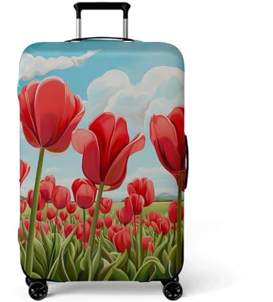 Kofferschutzhülle XL Rote Blume Waschbar,Suitcase Cover Für Kinder Und Erwachsene,Elastischer Spandex-Koffer-Protector,Koffer-Abdeckungen