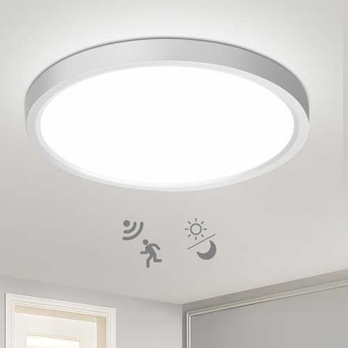 Oraymin Plafón LED con Sensor Radar y Sensor Crepuscular, 18W 1800LM 4000K, Luz Automática con Detector de Movimiento, Encendido Inteligente para Pasillo, Escalera, Garaje, Sótano y Trastero
