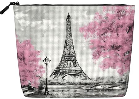Oil Painting Paris Eiffel Tower Patterned Cosmetic Bag, Travel Toiletry Bag, Suitable for Business Trips and Daily use.