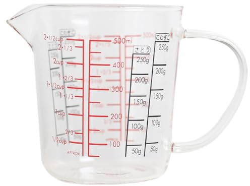 ANDRESLAD Verre Doseur en Verre 500 Ml avec Graduation Bidirectionnelle, Bec Verseur Anti-fuite et Poignée Antidérapante, Outil de Mesure Précis Cuisine, Tasse à Mesurer Couleur Aléatoire