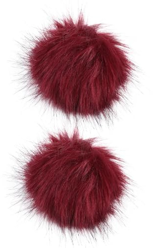 ROMISBABA 2 Stück Multifunktionale Wollkugel Verzierung aus Künstlicher Wolle in Rot Flauschige Dekoration für Kleidung und Hüte Weicher und Bequemer Schmuck für Frauen