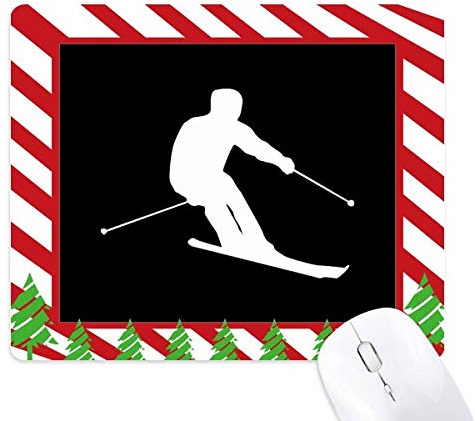 sport d'hiver le ski silhouette noire tapis de souris canne de noël du tapis.