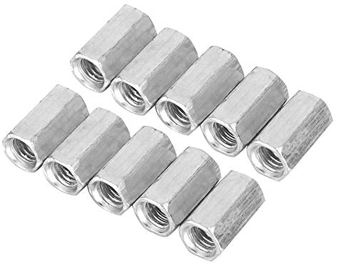 Écrou hexagonal 10 pièces, long écrou à tige hexagonale écrou à manchon hexagonal, fixations filetées, acier au carbone zingué, M8(M8*40)