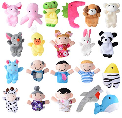 Fingerpuppen Set 21 STK Finger Plüschtier Set Stoff Fingerpuppe Tiere Plüschpuppe Hand Tier Geschenke für Jungen und Mädchen Mitgebsel Jungeparty