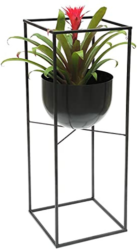 DanDiBo Blumenhocker Metall Schwarz Eckig 82 cm Blumenständer 438 Blumensäule Modern Pflanzenständer Pflanzenhocker