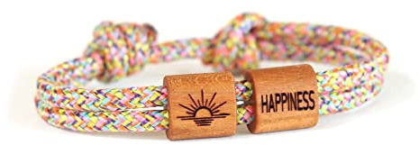 myGreta Armband mit Holzperlen, Sonnenuntergang, graviertes Holzarmband, Geschenkideen für Paare,Boho