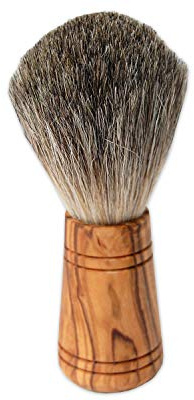 D.O.M. SIR GEORGE Blaireau de rasage avec manche en bois d'olivier – 2 variantes – Coffret cadeau inclus (pointes noires)
