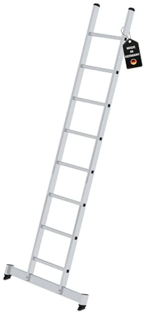 PROREGAL Sprossen-Anlegeleiter mit nivello®-Traverse | 8-Sprossen | Leiter, Teleskopleiter, Trittleiter, Bockleiter, Sprossen-Doppelleiter