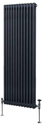 Radiador Tradicional Vertical de 2 columnas 1800mm x562mm | Gris Antracita | Acero | Montado en pared | Kit de fijación y soportes + Cepillo de limpieza GRATIS | Calefacción estufa calefactor