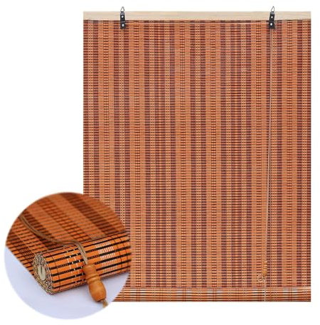 Tapparella Bamboo Da Esterno Parasole, Naturale Tapparella Avvolgibile Bambù Traspirante/Privacy, Cortina Di Bambù Tenda A Rullo In Bambù, Verde Blu Marrone Arancione, Per Giardino Veranda(Orange,70 x