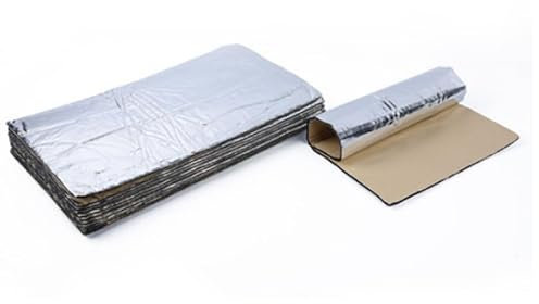 CiCixixi 10 Pezzi Cuscinetto Fonoisolante Isolamento per Auto,Tappetino Acustico, Isolante Termico Fonoisolante, Ignifugo, Impermeabile, Autoadesivo, Tappetino Isolante per Vano Motore 40x25x0.5cm