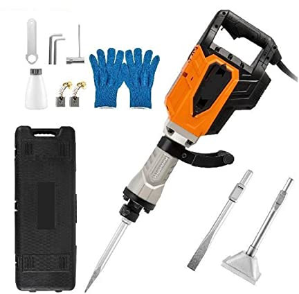 Martillo giratorio multifuncional de 4500W con gato de demolición con caja, herramienta de martillo eléctrico for romper el suelo de hormigón, taladro de impacto Materiales de construcción(3 Chisels)
