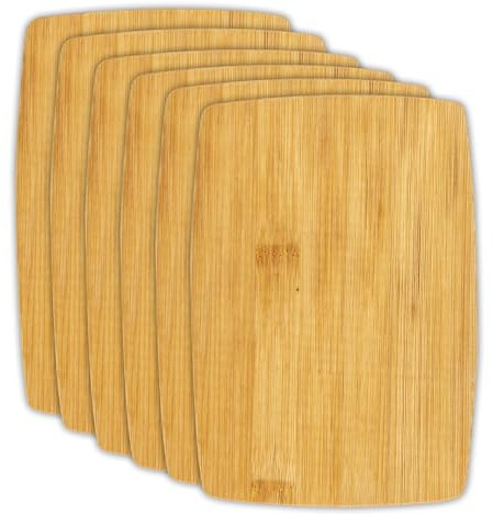 YKUKIZEE 6 PCS Small Bamboo Cutting Board, Mini Chopping Serving Board, Bamboo Breakfast Board for Meat Fruit Vegetables Bread Charcuterie Cheese 20x14x1cm
