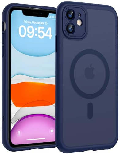 TOCOL für iPhone 11 Hülle, Kompatibel mit MagSafe, Matt Tiefblau | Eingebauter Magnetring, Vollständiger Kameraschutz, Militärschutz Stoßfest Kratzfest Haltbarkeit, Durchscheinend Rückseite