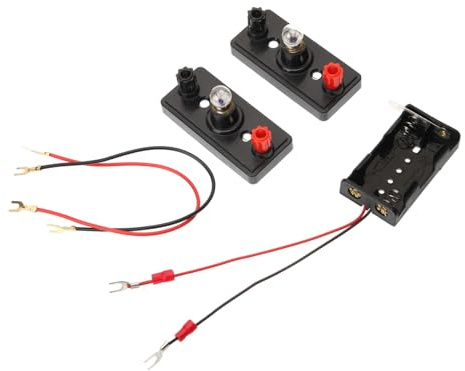 Kit de Circuit Électrique Simple 2, 5 V en Plastique, Fer et Cuivre | 1 Set Noir, Ampoules et Fils, pour Expériences Scolaires, Élèves et Garçon et Filles, Conception DIY