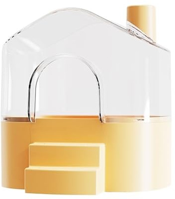 YAOHY Kreativ Hamsterbadkar Behållare Med Inbyggd Trappa Genomskinlig Sandbad Behållare Hus Skräplåda Hamster Sandbadbehållare(Yellow)