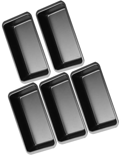 POPETPOP Lot de 5 Moules à Gâteau pour Four Rectangulaires en Acier au Carbone Noir Antiadhésifs, Robustes, pour Cheesecakes et Layer Cakes | Antiadhésif, Démoulage Rapide, Nettoyage Facile, pour Four Domestique, Gâteaux en Couches, Usage Maison