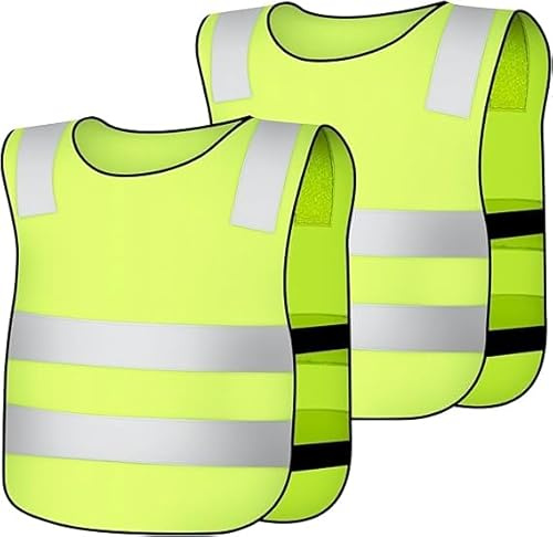 AYBUY 2 Pezzi Giubbotto di Sicurezza per Bambini, Giubbotto Rifrangente per Bambini, Gilet Catarifrangente Alta Visibilità per Corsa, Ciclismo, Gite Scolastiche, Ordinario