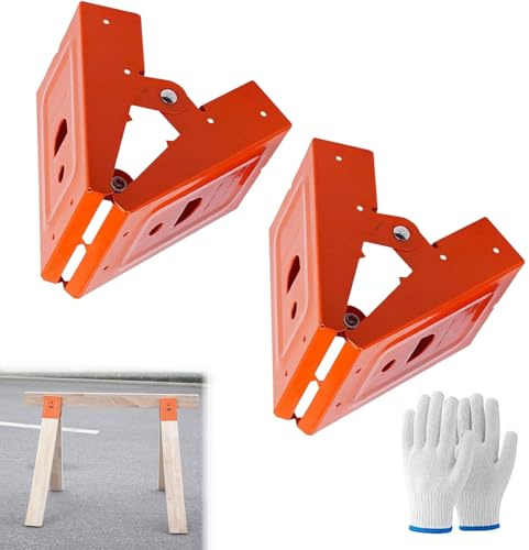 Heavy-Duty Sawhorse Bracket with Down Clamp, 2Pcs Saw Horses Brackets, Cold-Rolled Steel, Engineered for Tradesmen, Carpenters, and Serious DIY Enthusiasts
