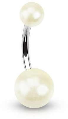 beyoutifulthings Bauch-nabelpiercing 2 ACRYL-Kugeln 8mm 1,6mm 10mm Nabel-Piercing Edelstahl Chirurgenstahl Bananabell Silber Perle