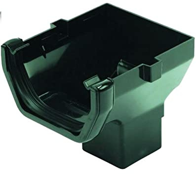 FLOPLAST 114mm Square Gutter Stop End Outlet - Black - Pack of 2