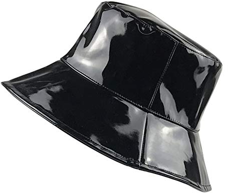 Damen-Regenhut, wasserdicht, breite Krempe, Fischerhut, Regenkappe, Schwarz, Medium