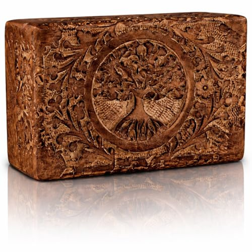 Handgefertigte dekorative Schmuckschatulle aus Holz mit Lebensbaum, Schmuck-Organizer, Andenken, Schatztruhe, Schloss-Box, Uhren-Box, 20 x 12 cm, tolle Geschenkideen zum Geburtstag oder Jahrestag